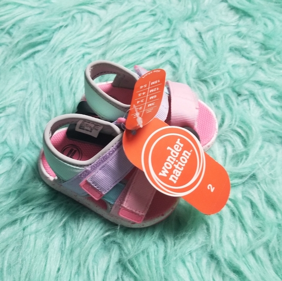 NWT Wonder Nation Baby Girl Colorblock Summer Sport Sandals Size 2 - Picture 5 of 10